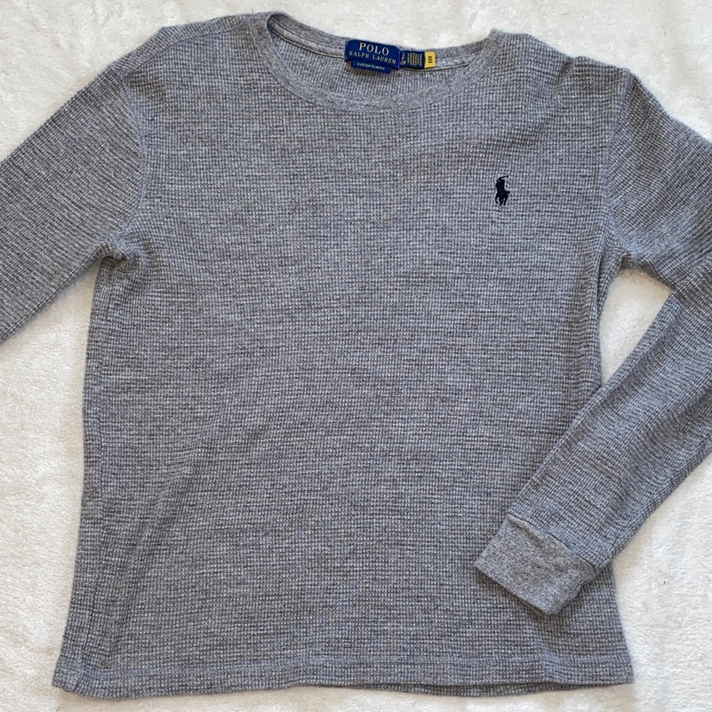 Polo Ralph Lauren gray waffle thermal knit long sleeve tee Sz S